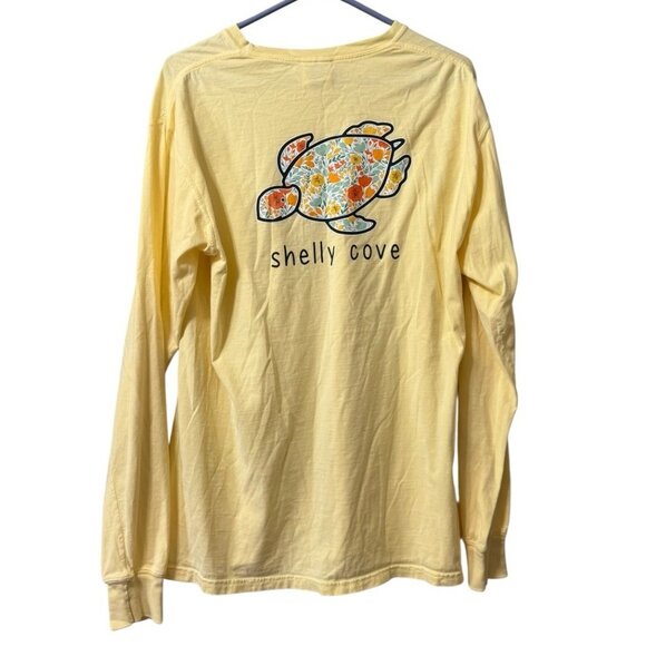 Shelly Cove Save the Turtles Yellow Long Sleeve Shirt Size Medium Comfort Wash - Picture 2 of 11